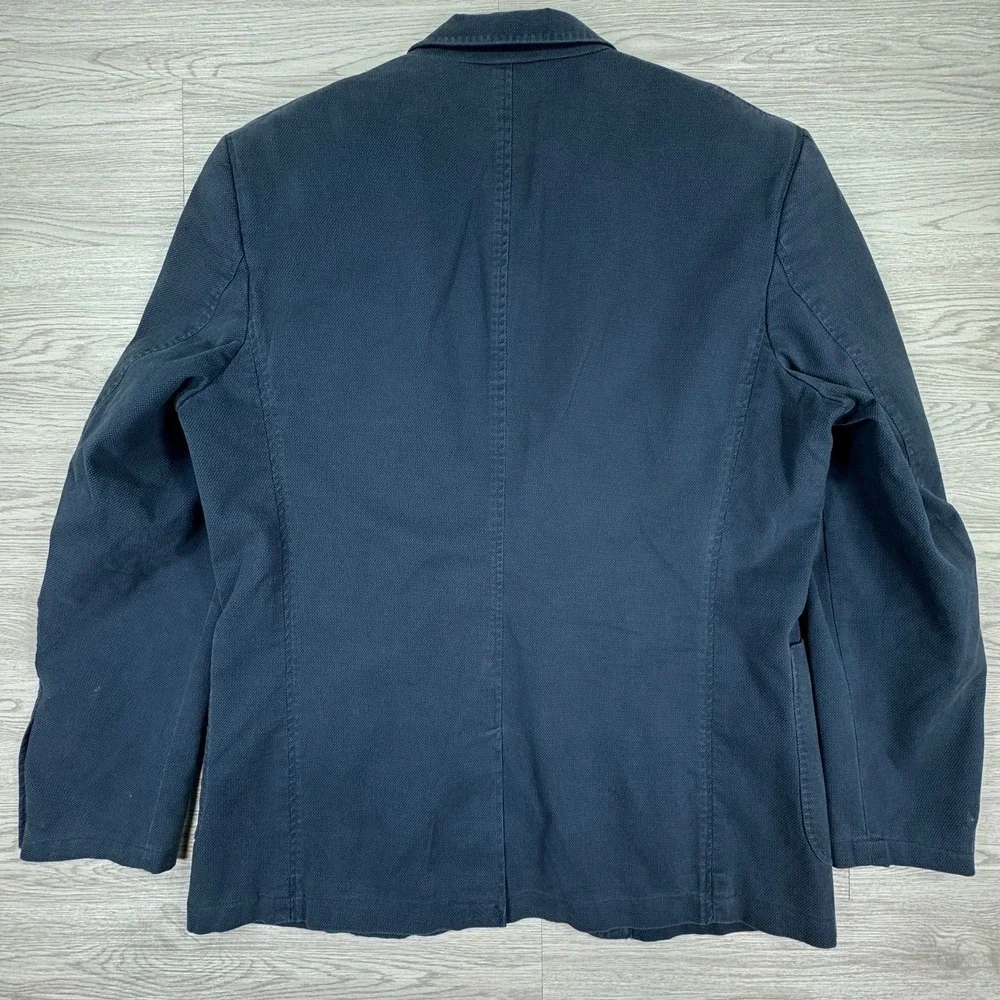 Johnston & Murphy Men Blazer Jacket Blue Large Cotton Blend Two Button Casual